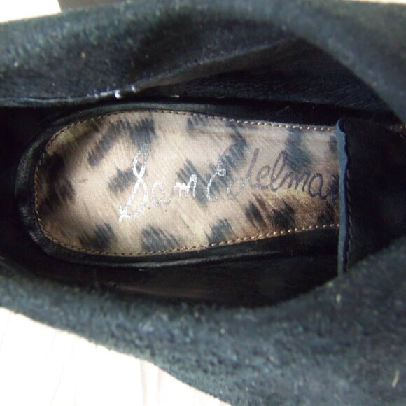 Sam Edelman Wakefield Black Leather Peep Toe Wedge Booties sz 9.5 - Picture 11 of 16
